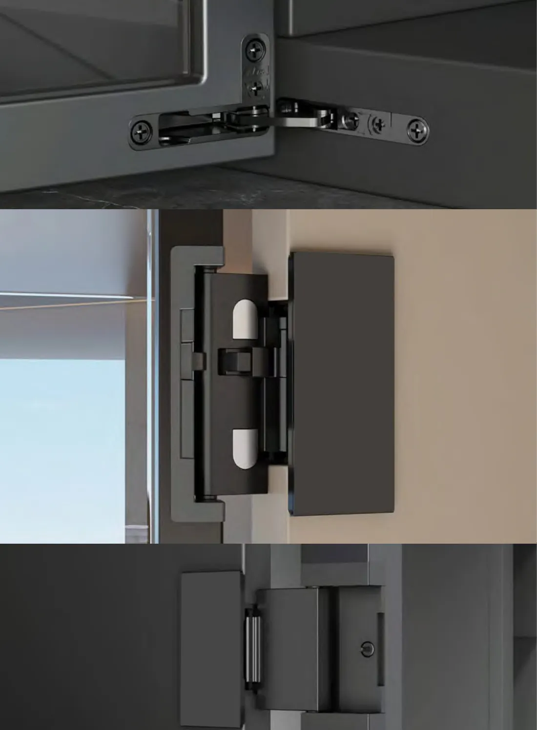 Concealed wardrobe hinges