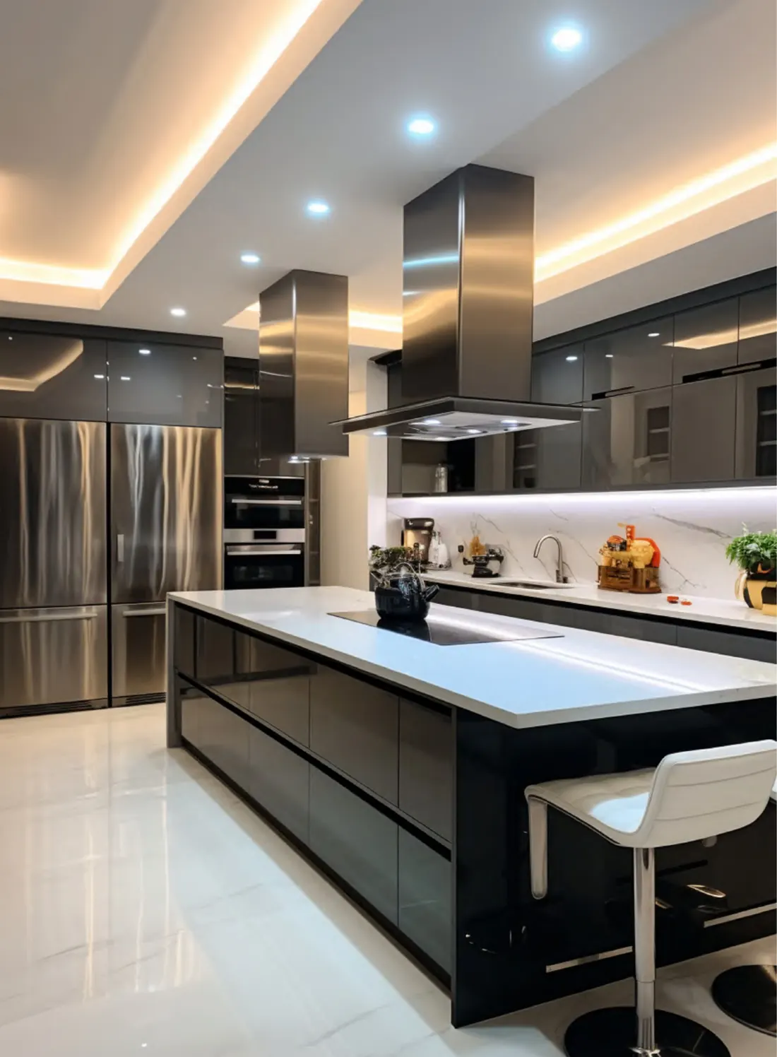 Modern kitchen with cove lighting