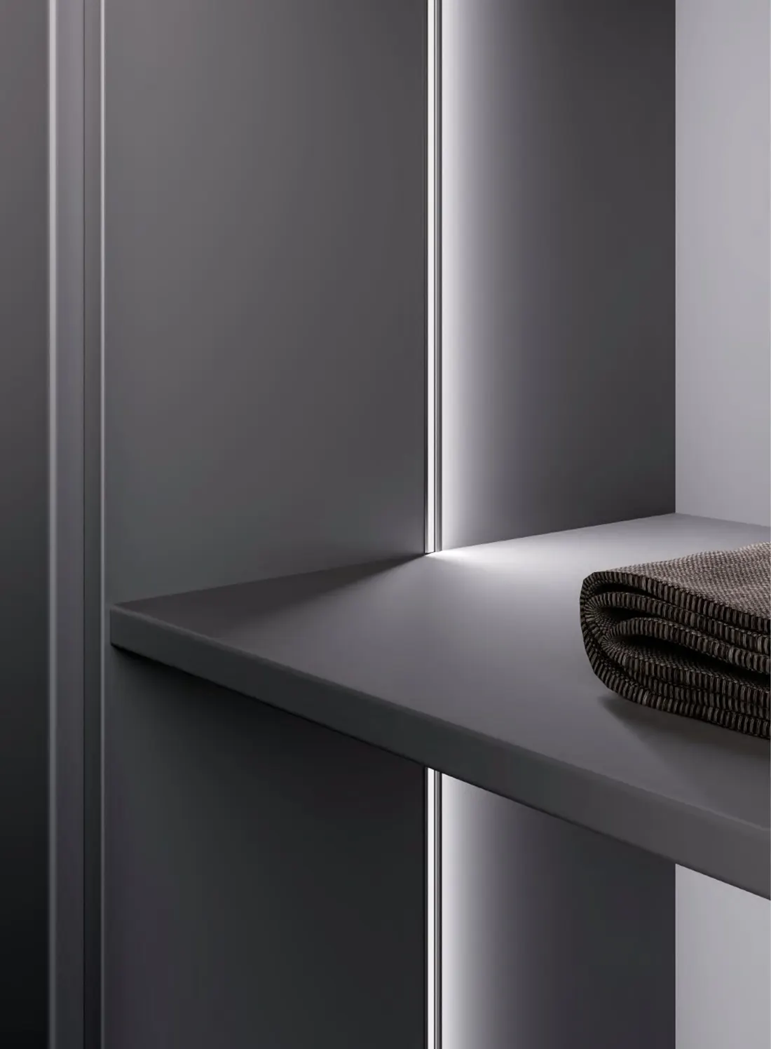 Shelf with recessed LED profile lighting