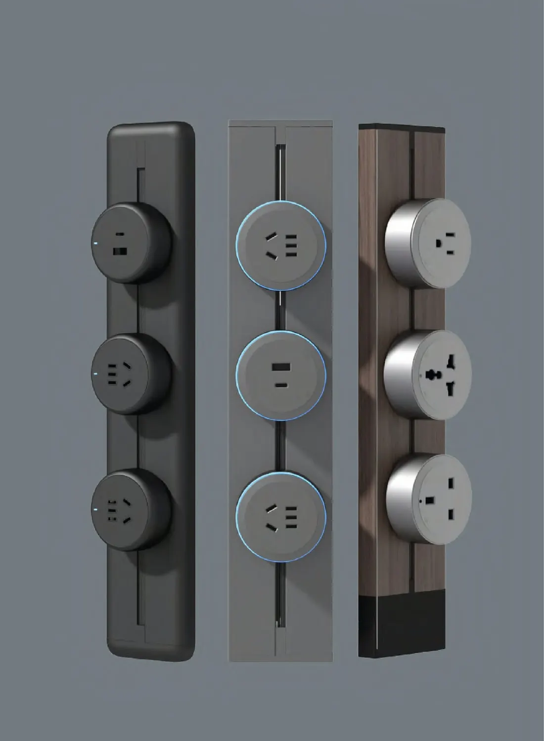 Power track with round socket modules
